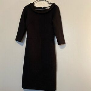 Shabby Apple black quilted textured mid sleeve back zip dress 6